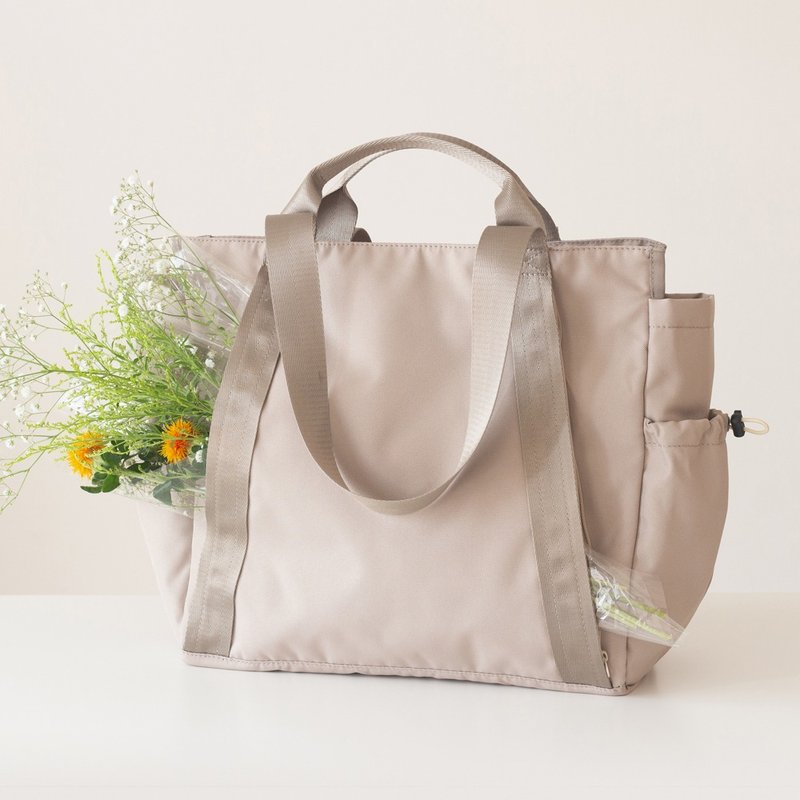 大号【驼色】10口袋托特包 防泼水尼龙 14寸笔电 通勤休闲中性 - 侧背包/斜挎包 - 尼龙 卡其色