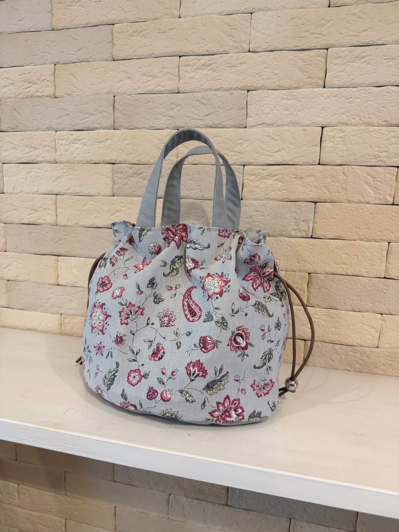 轻盈手提包 - 普罗旺斯印花 - 手提包/手提袋 - 棉．麻 灰色