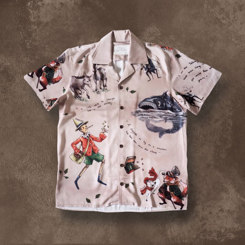 匹诺曹保龄球衬衫 - 男装衬衫 - 棉．麻 咖啡色