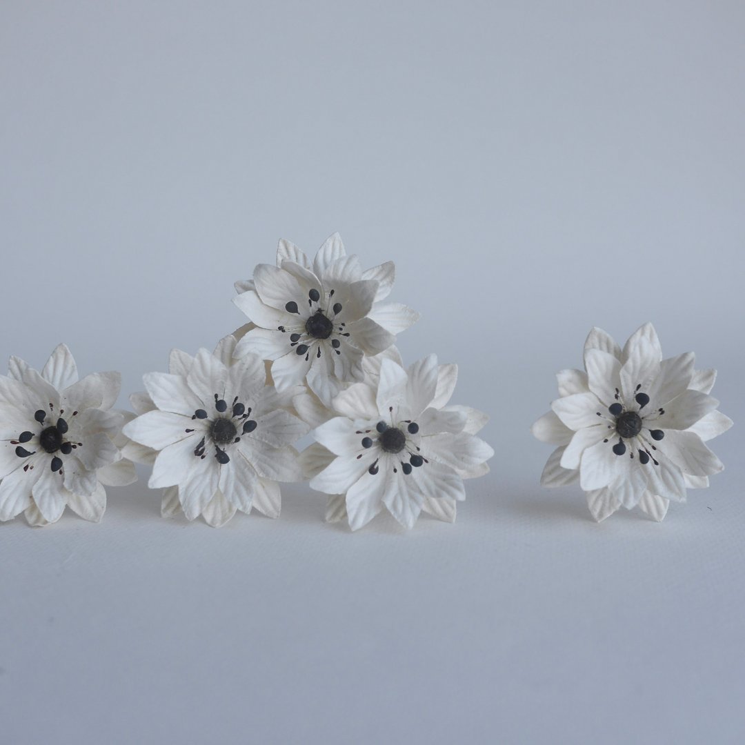 纸花，8朵DIY小雏菊，尺寸5厘米，白色花瓣，黑色花蕊 - 其他 - 纸 白色