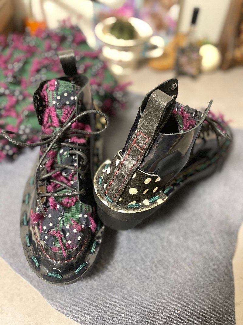 Japan Made 尾州产 圆点斜纹软 高筒运动鞋 - 女款运动鞋/球鞋 - 真皮 绿色