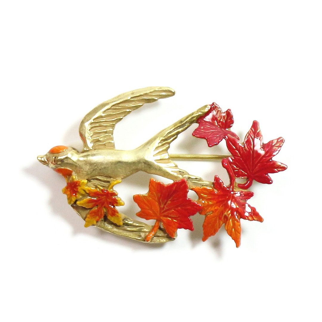 Swallows Invitation PB121 Swallows' brooch - 项链 - 其他金属 红色