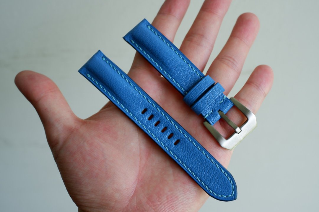 宝蓝色山羊皮 Isaac手工表带  尺寸可定制 applewatch也可订制 - 表带 - 真皮 蓝色