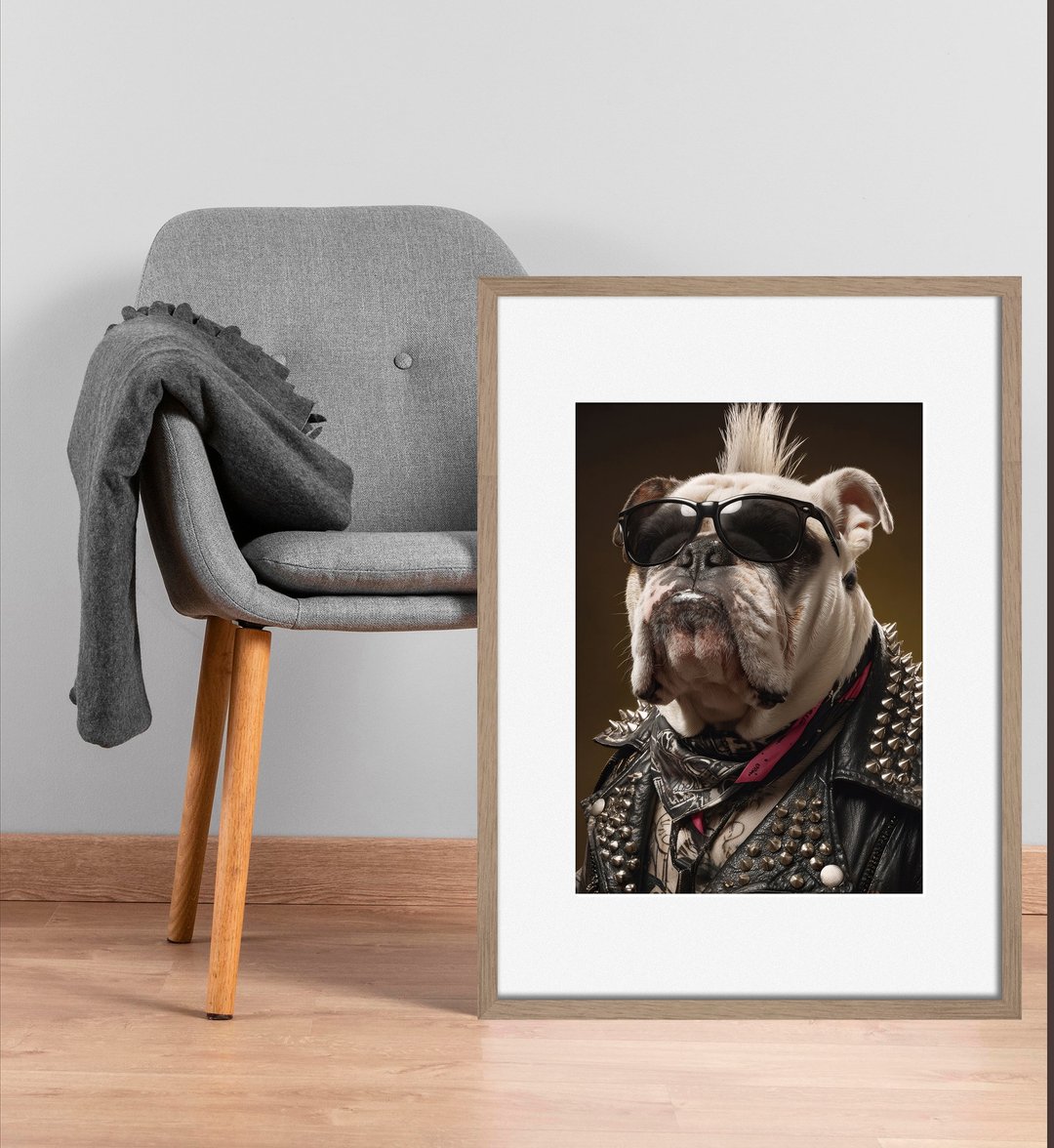 装饰画-附画框 | 斗牛犬| 挂画| 入厝礼| 商店布置| 海报 - 画框/相框 - 木头 卡其色