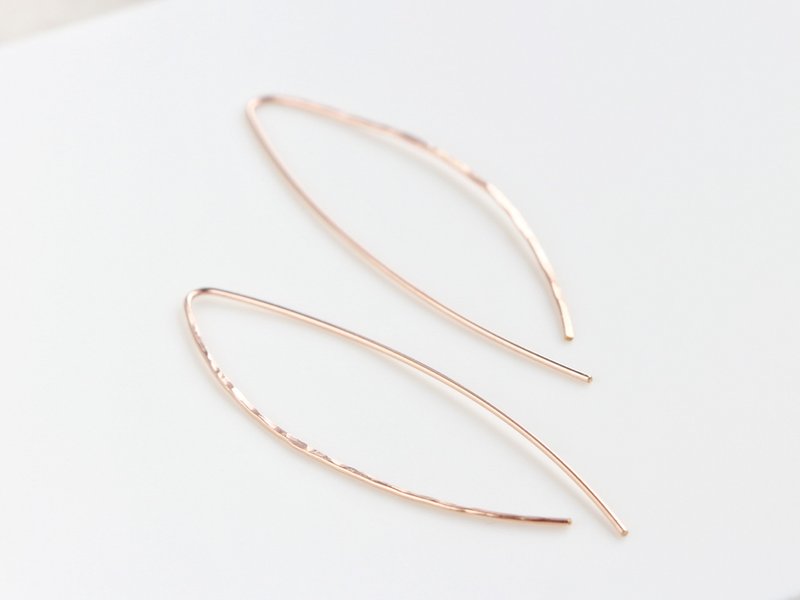 14kgf-Rose gold-texture design pierced earrings - 耳环/耳夹 - 其他金属 金色