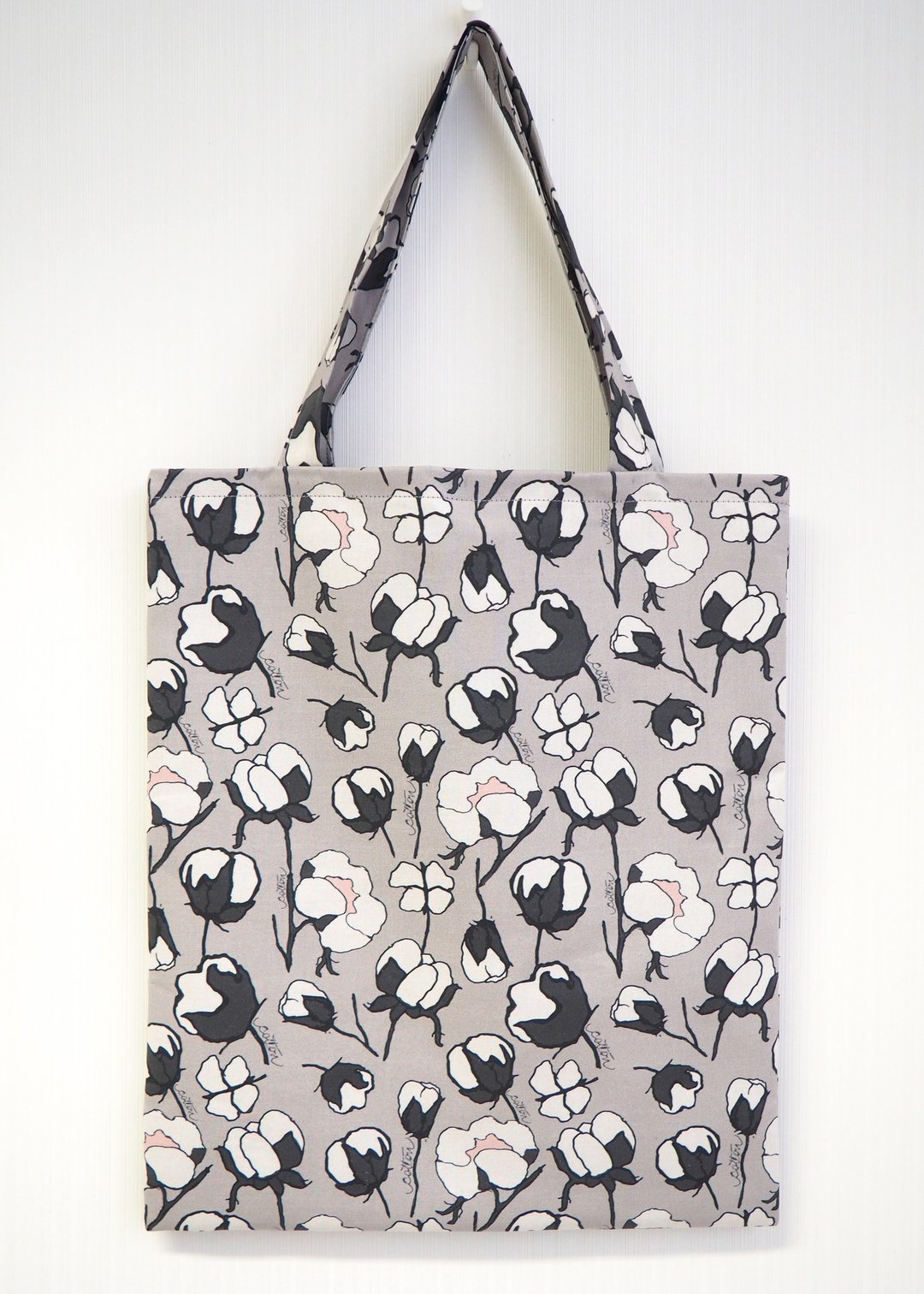 印花布 tote bag 肩背包 肩袋 独特 - 侧背包/斜挎包 - 棉 灰色