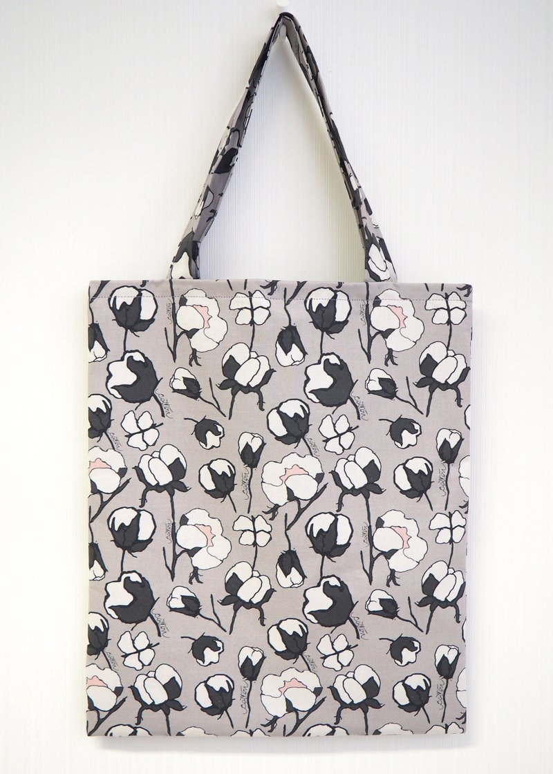印花布 tote bag 肩背包 肩袋 独特 - 侧背包/斜挎包 - 棉．麻 灰色