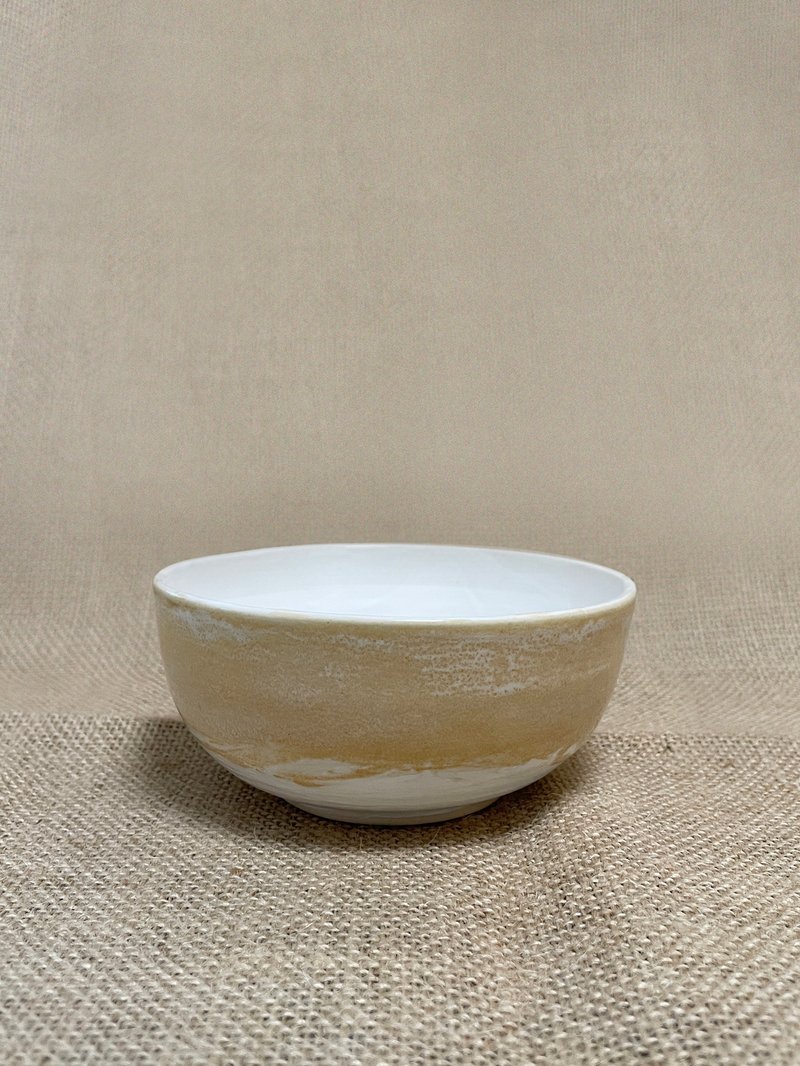 陶瓷手工 | 燕麦米色陶碗 - 碗 - 陶 白色