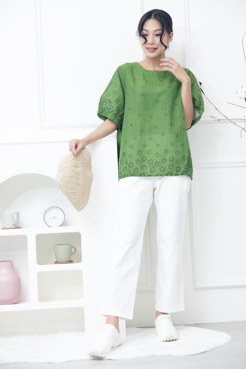 黑色圆圈上衣 绿色 - 女装 T 恤 - 其他材质 绿色