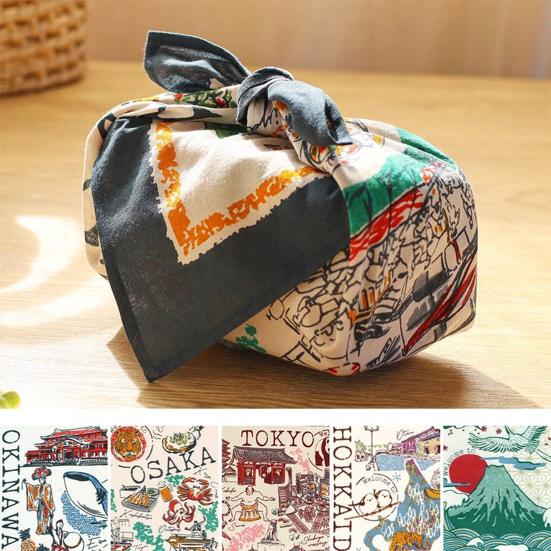 【预订】印度制 日本和风印花头巾 - 丝巾 - 棉．麻 蓝色