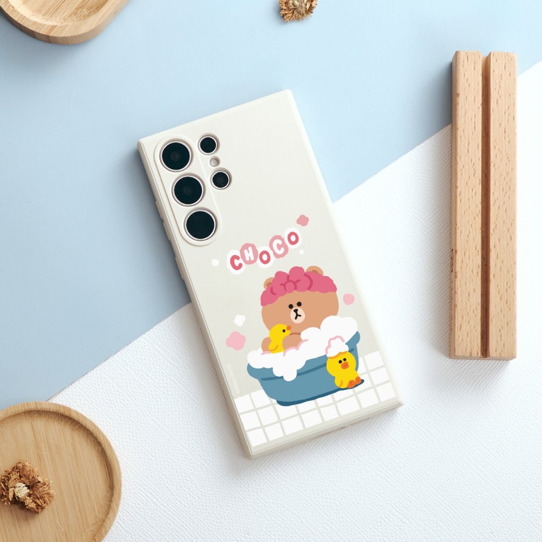 LINE FRIENDS经典-熊美泡澡纯色硅胶SAMSUNG手机壳 - 手机壳/手机套 - 塑料 多色