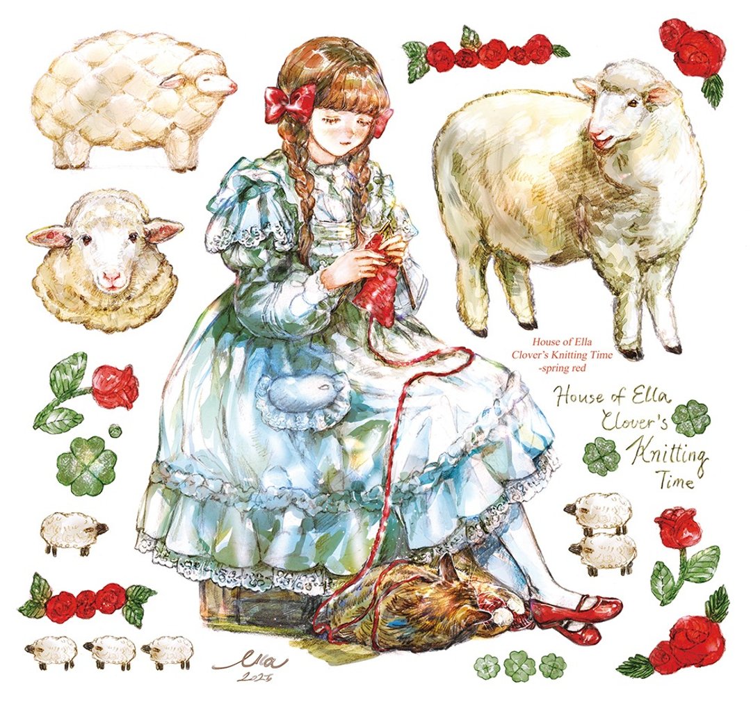 Clover's Knitting Time 女孩INS风纸质贴纸拼贴素材 - 贴纸 - 纸 