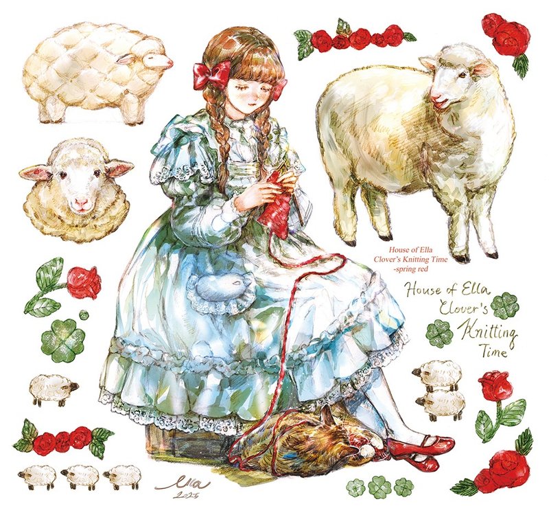 Clover's Knitting Time 女孩 INS 纸质贴纸拼贴素材 - 贴纸 - 纸 