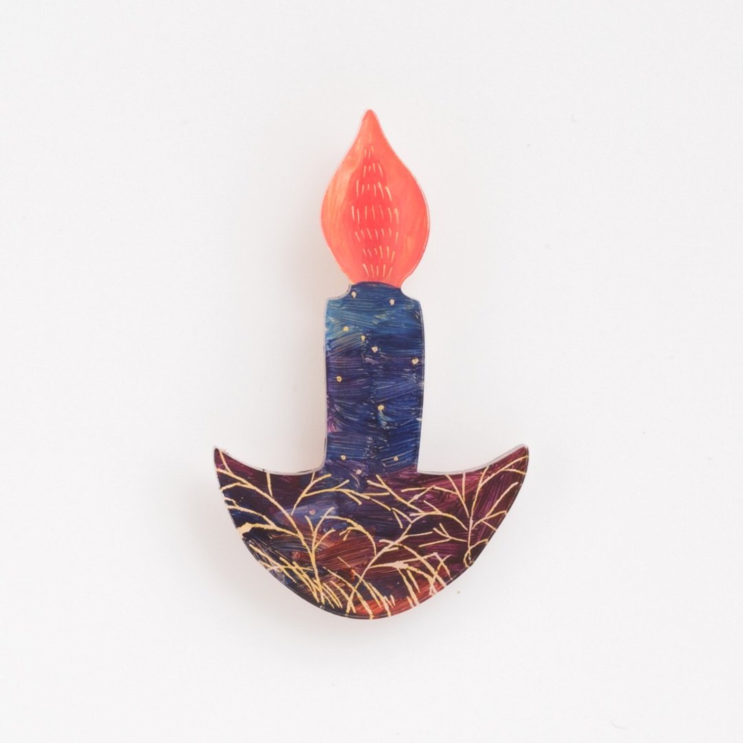Picture brooch [candle] - 胸针 - 压克力 蓝色