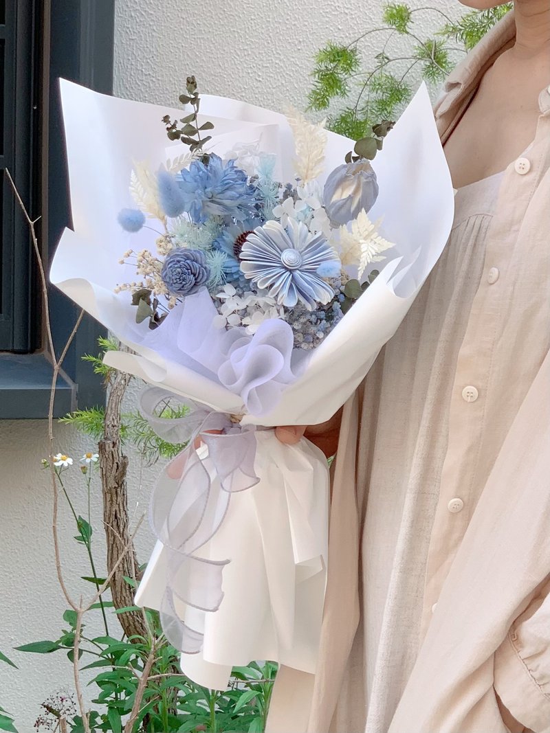蓝色海洋 干燥花永生花束 告白花束 生日礼物 情人花束 毕业花束 - 干燥花/捧花 - 植物．花 多色