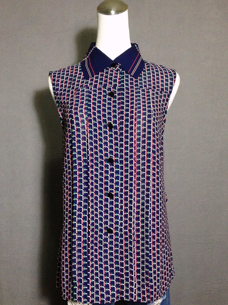 乒乓古着 [ 古着衬衫/ 格纹雪纺无袖古着衬衫 ] 国外带回 VINTAGE - 女装衬衫 - 聚酯纤维 多色