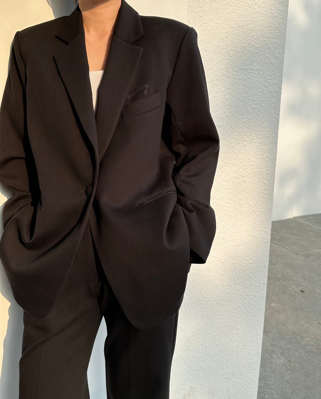 Embroidered Logo Classic Suit Blazer - 女装西装外套/风衣 - 棉 