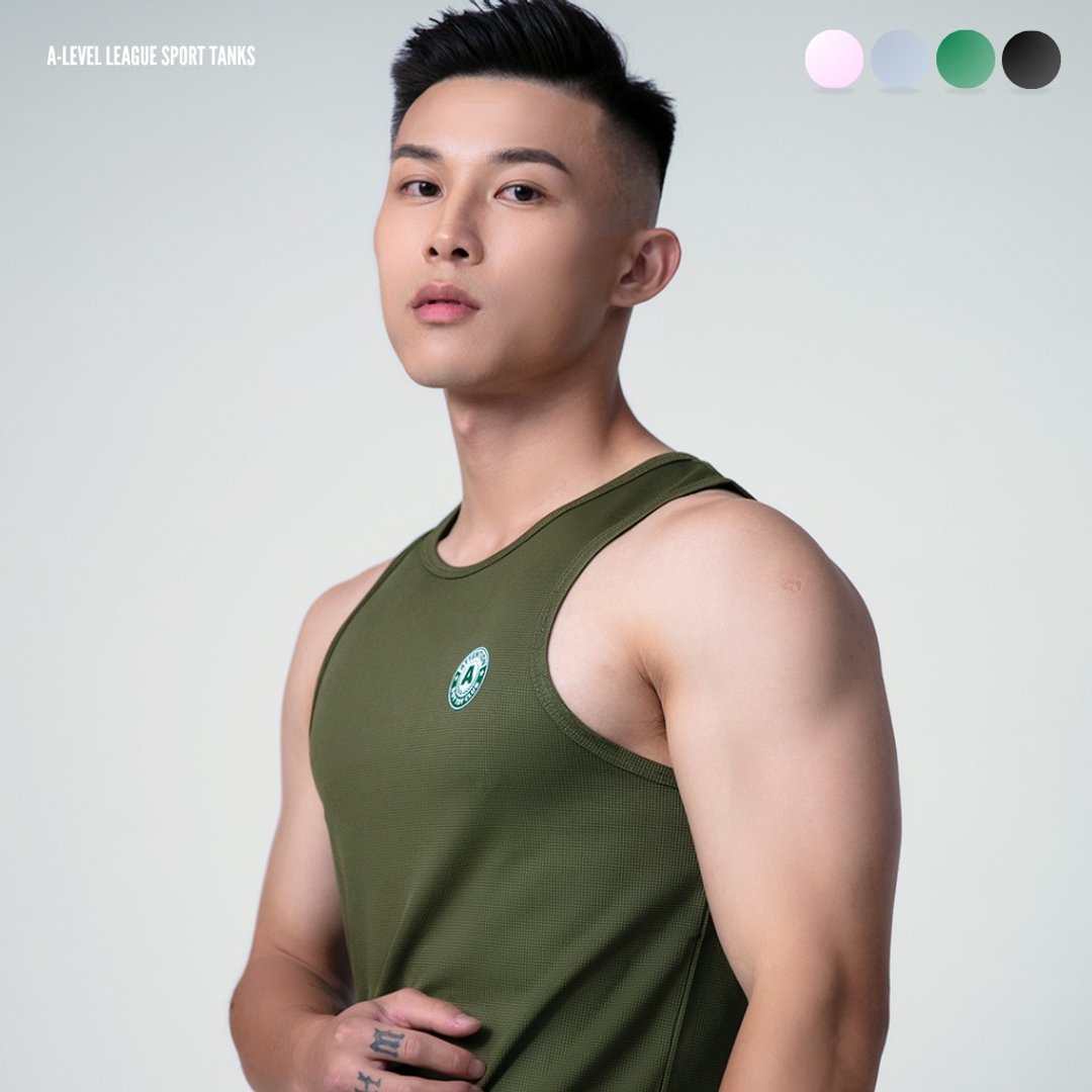 A 级联盟运动针织背心【军绿色】AttentionWer 轻弹力布 吸湿快干 - 男装背心 - 棉 绿色