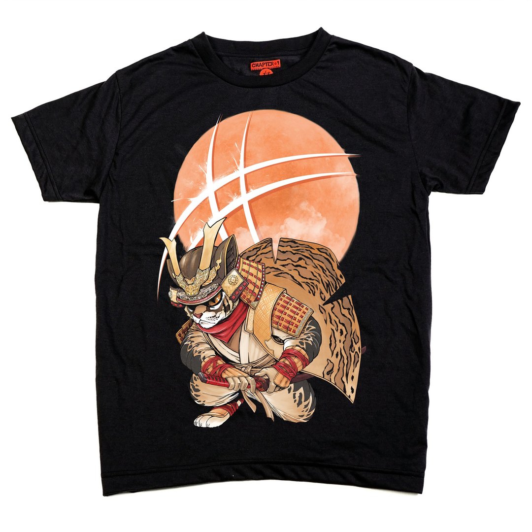Bengal cat Tiger cat samurai warrior Chapter One T-shirt - 男装上衣/T 恤 - 棉 黑色