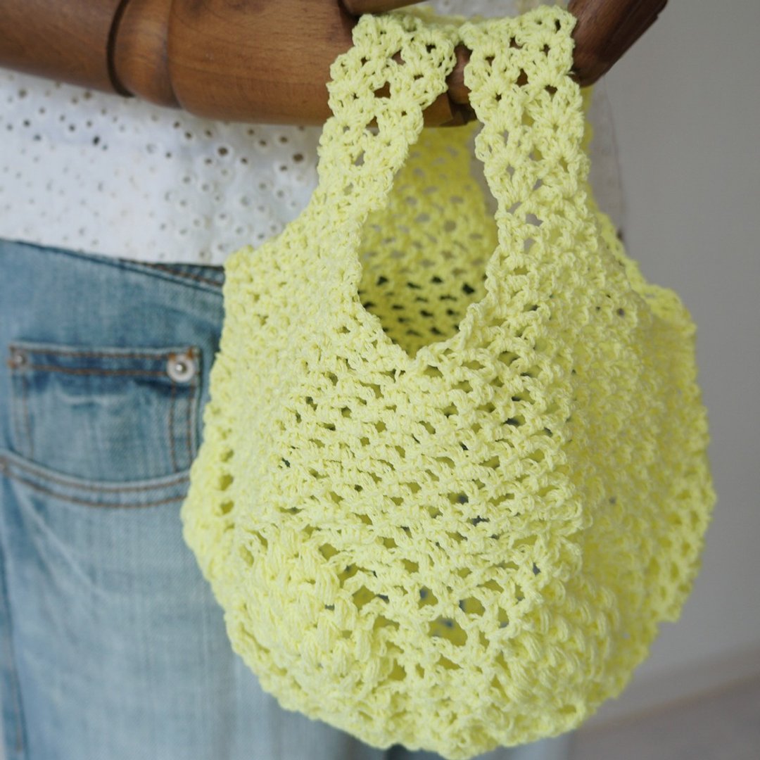 Ba-ba handmade Openwork knitting multi bag No.MB36 - 手提包/手提袋 - 其他材质 黄色