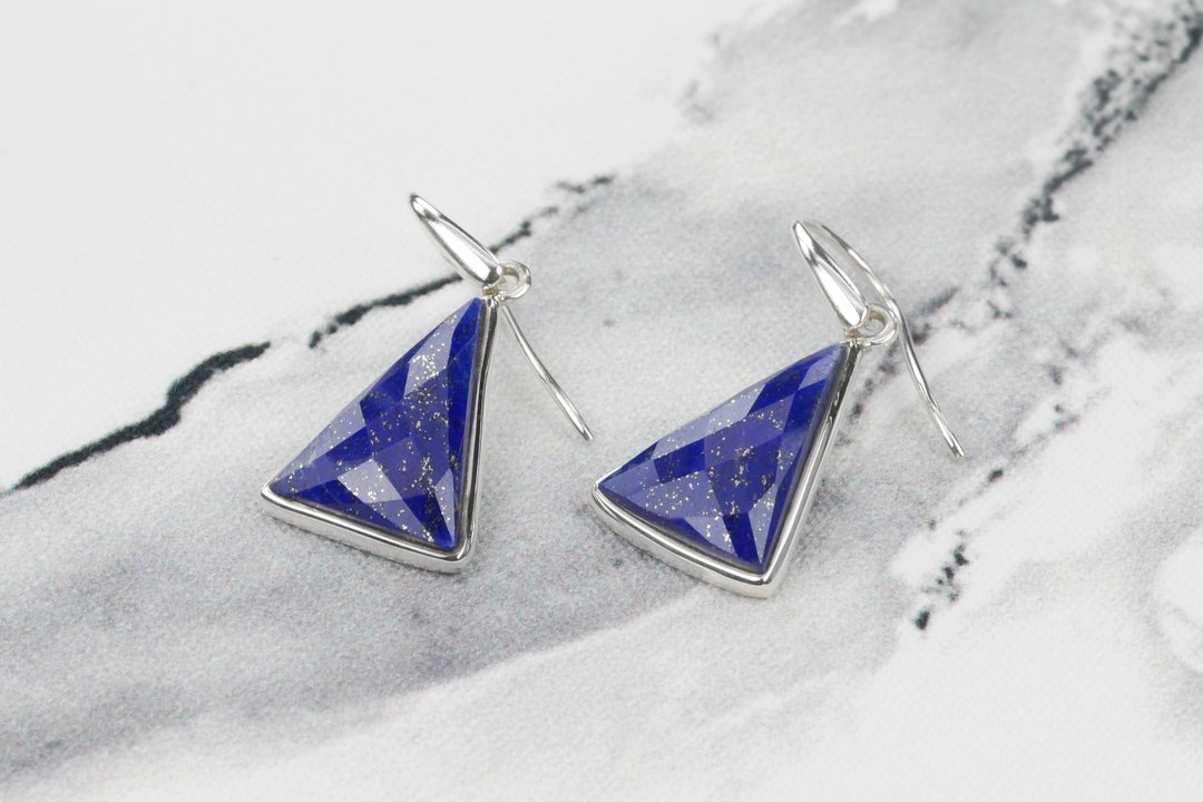 青金石耳环 - 三角洲圣殿 ∣ Lapis Lazuli (#4) - 耳环/耳夹 - 宝石 蓝色