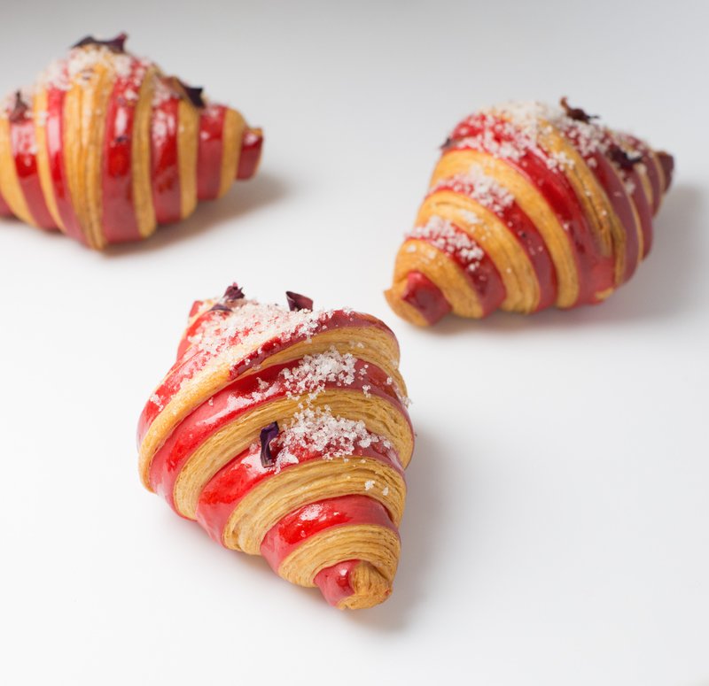 玫瑰覆盆子可颂 - 面包/吐司 - 新鲜食材 红色