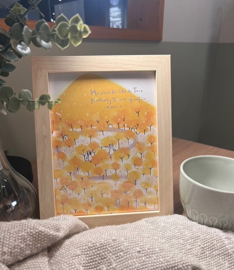 装饰挂画含框 - 【每天都有神迹】 - 卡片/明信片 - 木头 黄色