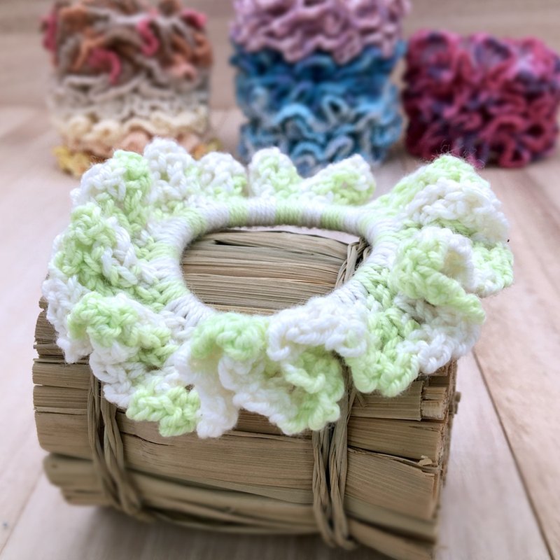 Hair Scrunchies - Colourful Hair Ties & Elastics - Crochet Hair Accessories - 发饰 - 棉．麻 绿色
