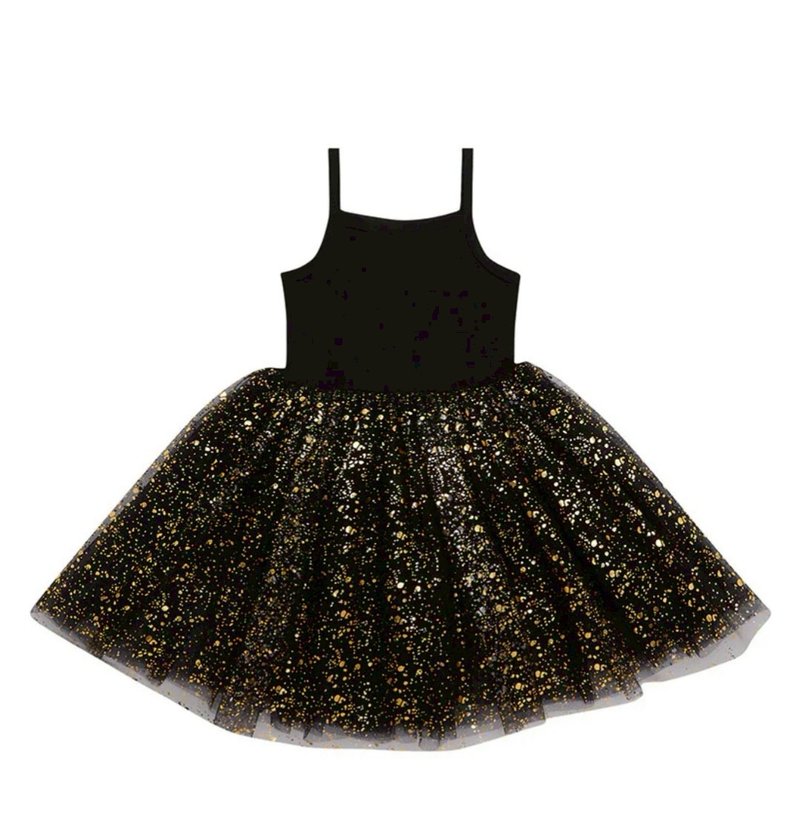 英国 Bob & Blossom 暗夜黑金葱芭蕾连身裙 - 童装裙 - 棉．麻 黑色