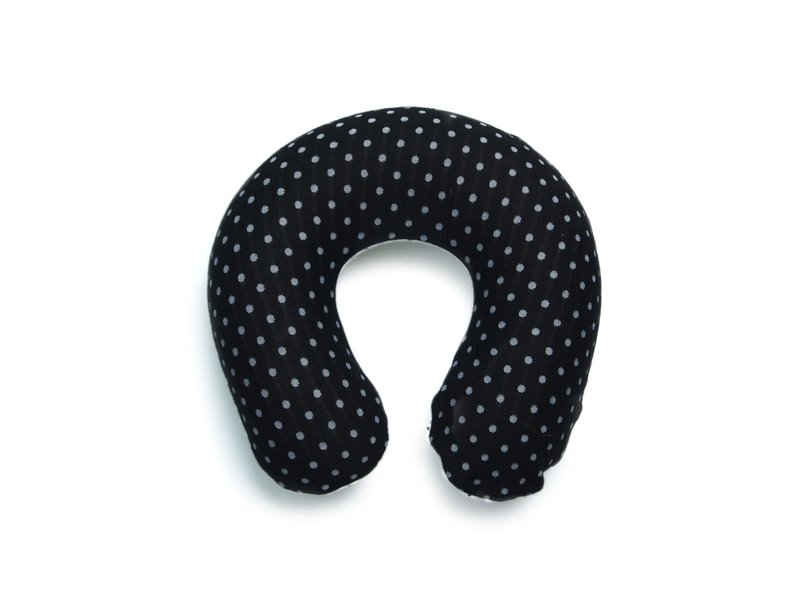 波点迷你充气颈枕 - 小孩专用 - 黑色 - 枕头/抱枕 - 棉．麻 黑色