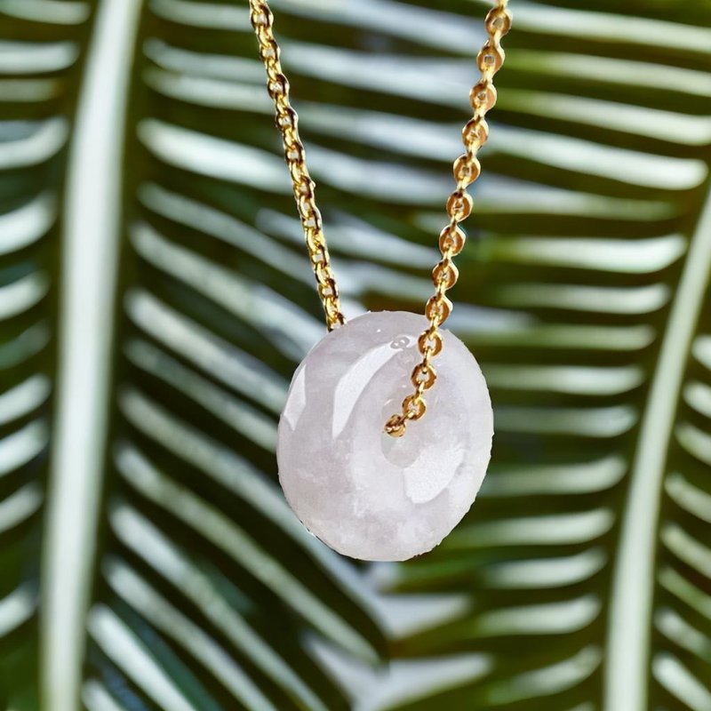 【愿·平安】冰种紫罗兰平安扣项链 | 天然缅甸A货翡翠 | 送礼 - 项链 - 玉石 紫色