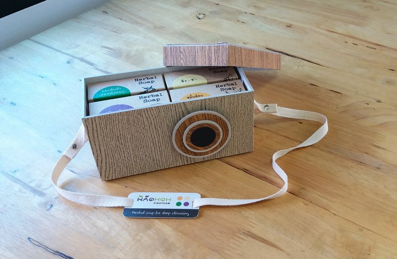 Gift Set Soap - Camera Box - Wood+Brown 4 - 肥皂/手工皂 - 纸 