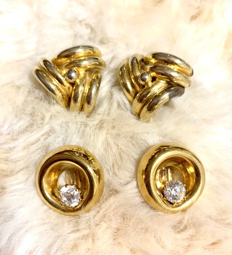 Vintage 奥地利鎏金耳夹 - 耳环/耳夹 - 其他金属 金色