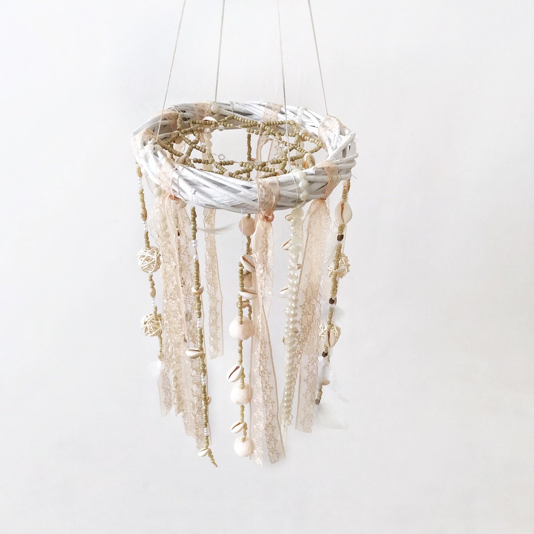 Dreamcatcher mobile,Dream catcher baby mobile, Ocean nursery mobile, Cot mobile - 玩具/玩偶 - 环保材料 白色