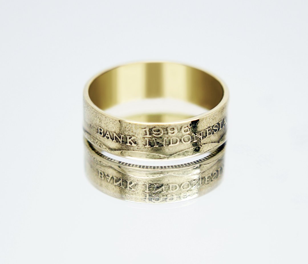 Indonesia Coin Ring 100 rupees 1996 coin rings for men coin rings for women - 戒指 - 其他金属 