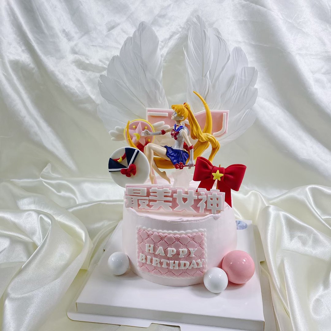 美少女战士 生日蛋糕 母亲节 甜点 蛋糕 定制化 6寸 面交 - 蛋糕/甜点 - 新鲜食材 粉红色