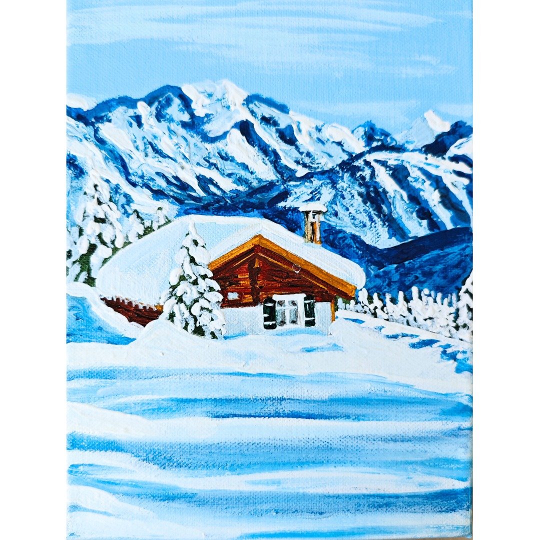 雪山风景原创手绘墙画 作者 RinaArtSK - 墙贴/壁贴 - 其他材质 多色