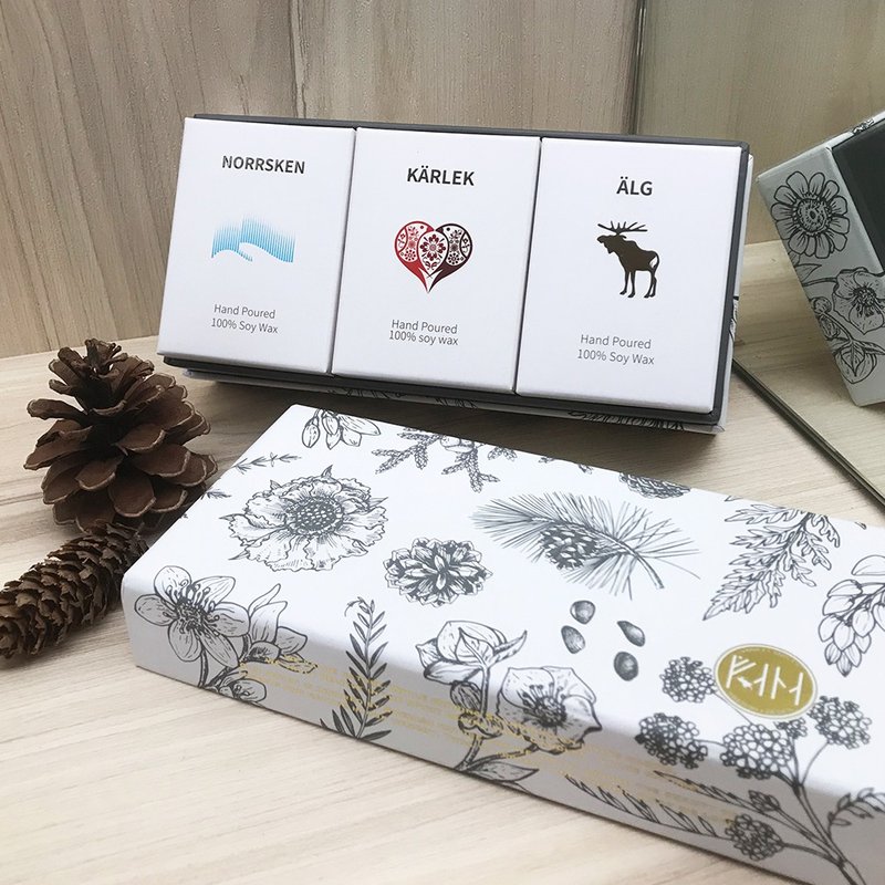 北欧瑞典设计 大豆香氛蜡烛礼盒 - 北欧森林三入 - 蜡烛/烛台 - 蜡 