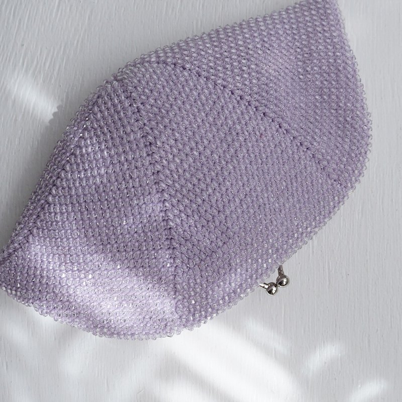 Ba-ba handmade  Acrylic beads crochet petit bag No.1662 - 手提包/手提袋 - 其他材质 紫色