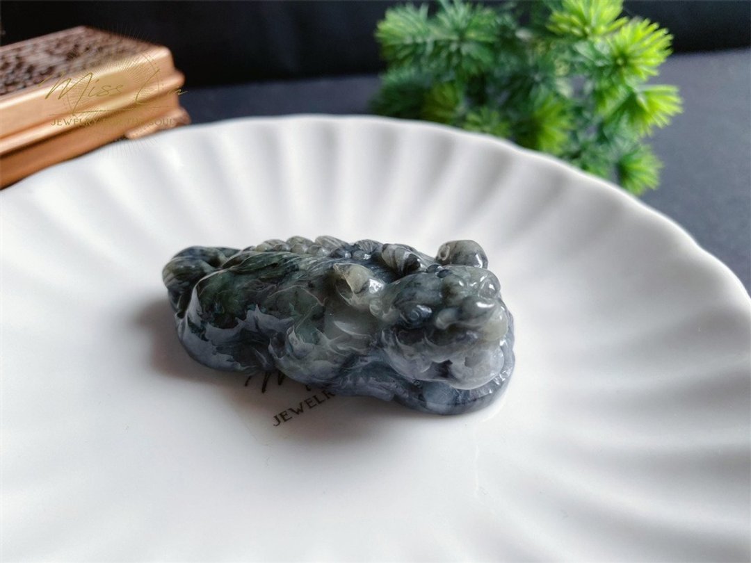 天然缅甸玉 乌鸡 招财神器 霸王貔貅 护主 摆件 礼物 长辈礼 - 摆饰 - 玉石 黑色
