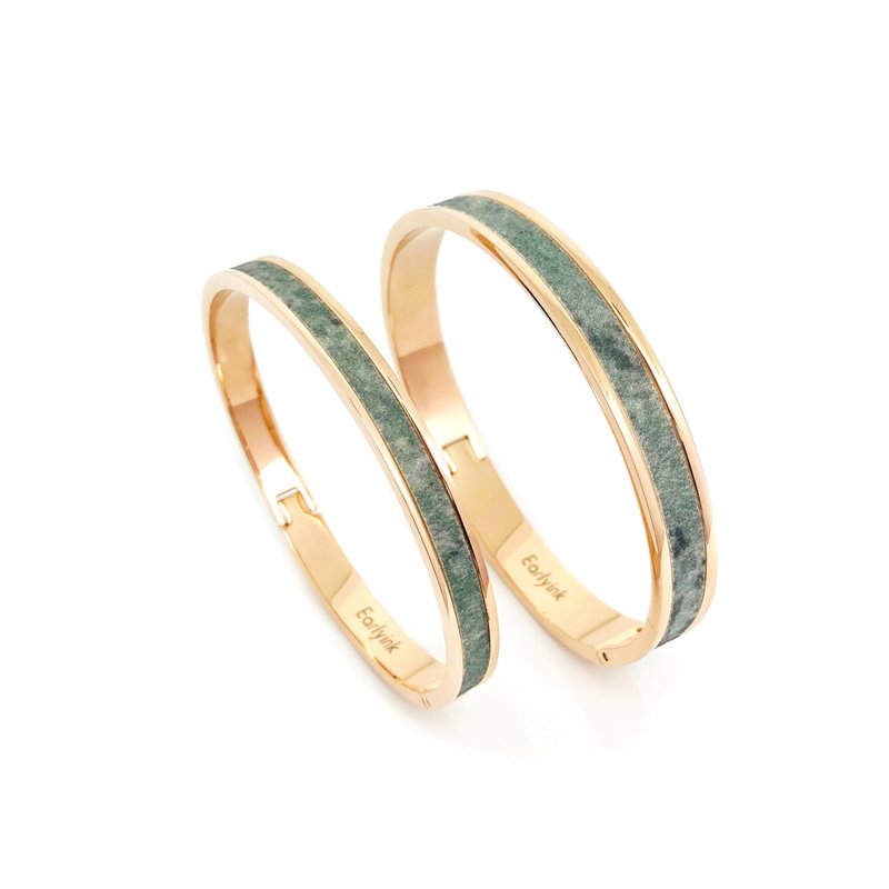 大理石简约设计手环丨情侣闺蜜丨生日礼物丨玫瑰金松柏绿 - 手链/手环 - 不锈钢 金色