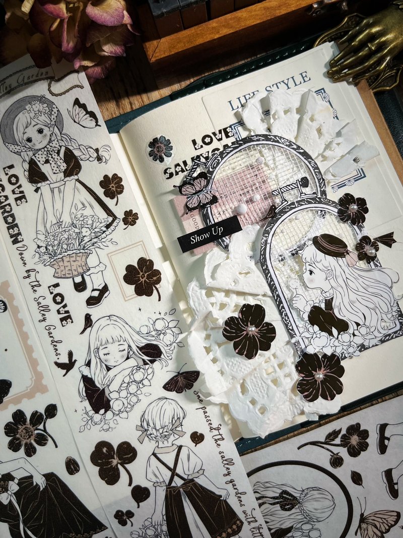 莎莉花园 复古少女集 PET 和纸胶带 - 纸胶带 - 其他材质 黑色