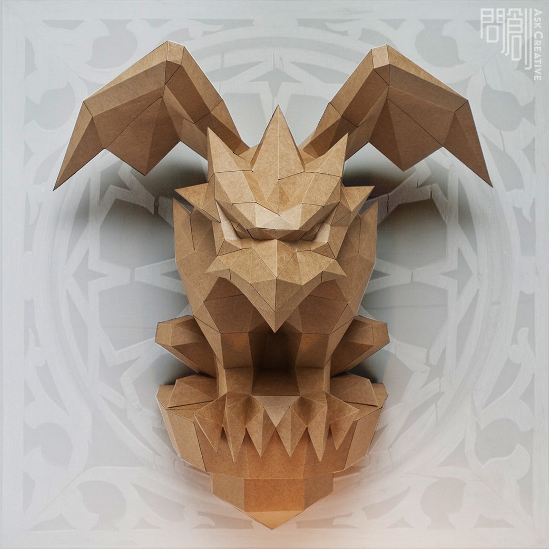 问创设计 DIY手作3D纸模型 神秘 石像 鹰 奇幻系列 - 石像鹰壁饰 - 摆饰 - 纸 卡其色