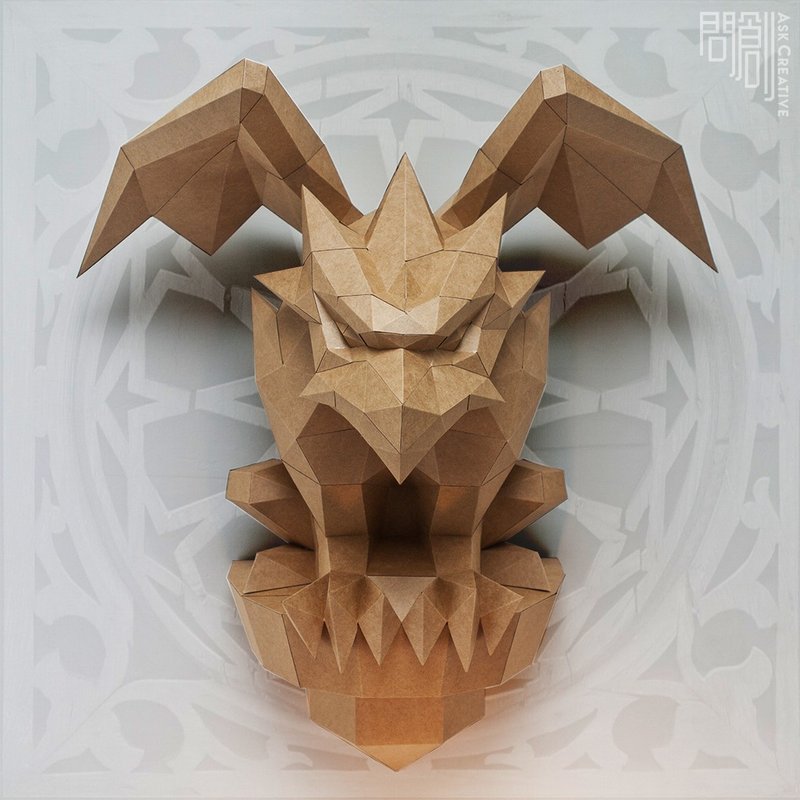 问创设计 DIY手作3D纸模型 神秘 石像 鹰 奇幻系列 - 石像鹰壁饰 - 摆饰 - 纸 卡其色