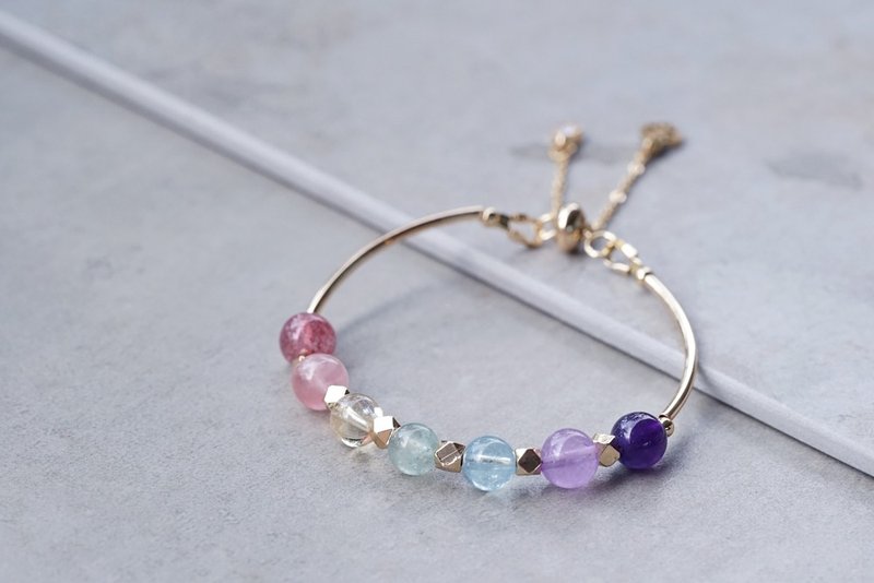 【彩虹】14K包金七彩手环 - 手链/手环 - 水晶 多色