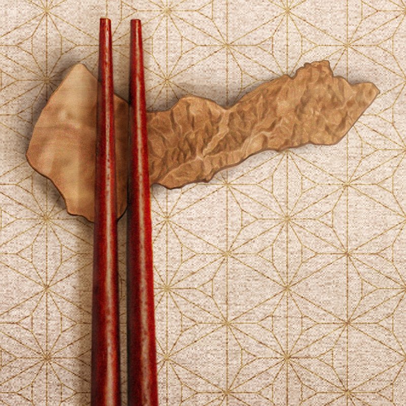 原木木作筷架-台中立体地图造型 - 筷子/筷架 - 木头 咖啡色