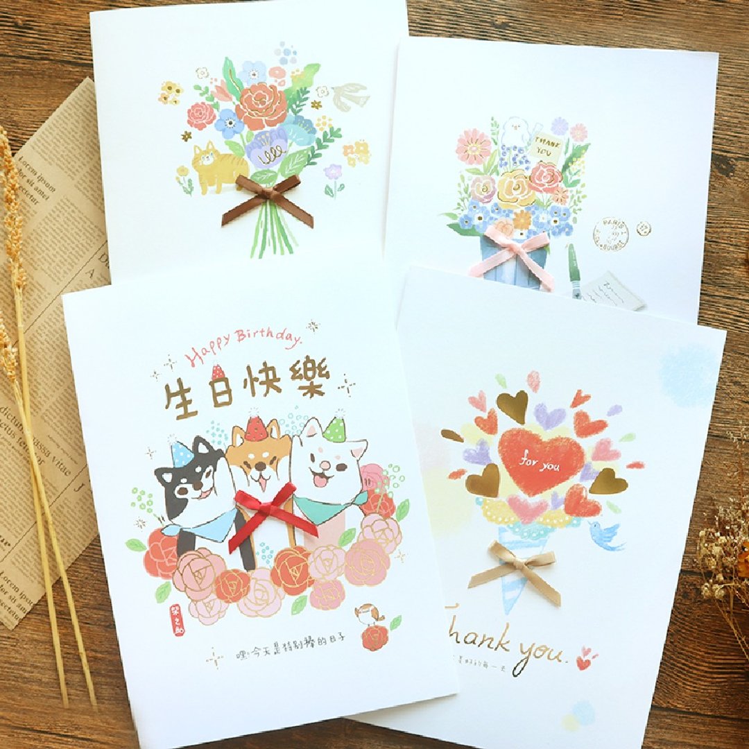 16K 蝴蝶结祝福卡 (4 图) SGC-334 生日卡 感谢卡 祝福卡 特殊卡片 - 卡片/明信片 - 纸 
