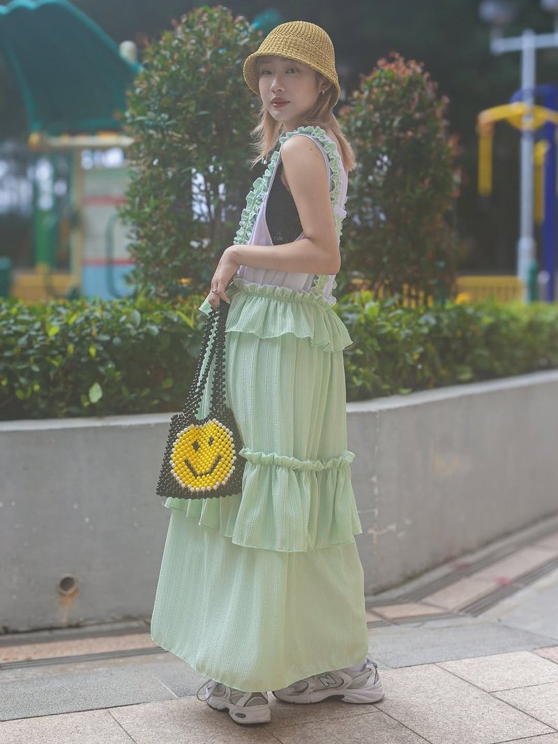 绿 黑 蓝 浅粉红色 薄料 层次背心裙 - 洋装/连衣裙 - 棉．麻 多色