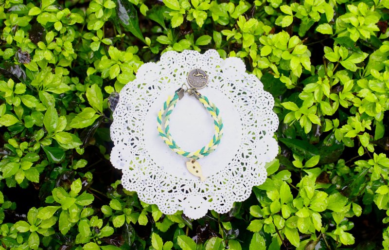 /openfish/星座 清新草绿 双条编 韩国绒手链 - 手链/手环 - 其他材质 绿色