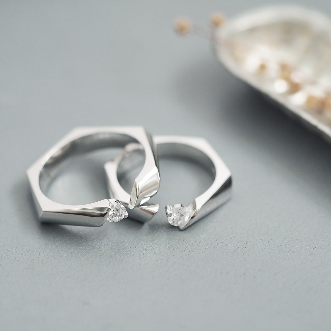 2 pieces set) Stone nut pairing Silver 925 - 戒指 - 其他金属 银色